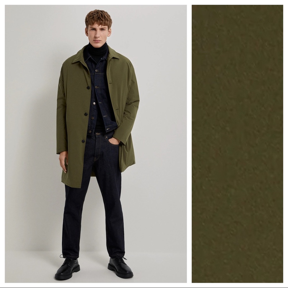 NWT. Zara Men Green Water-Repellent Puffer Windbreaker Parka. Size M.